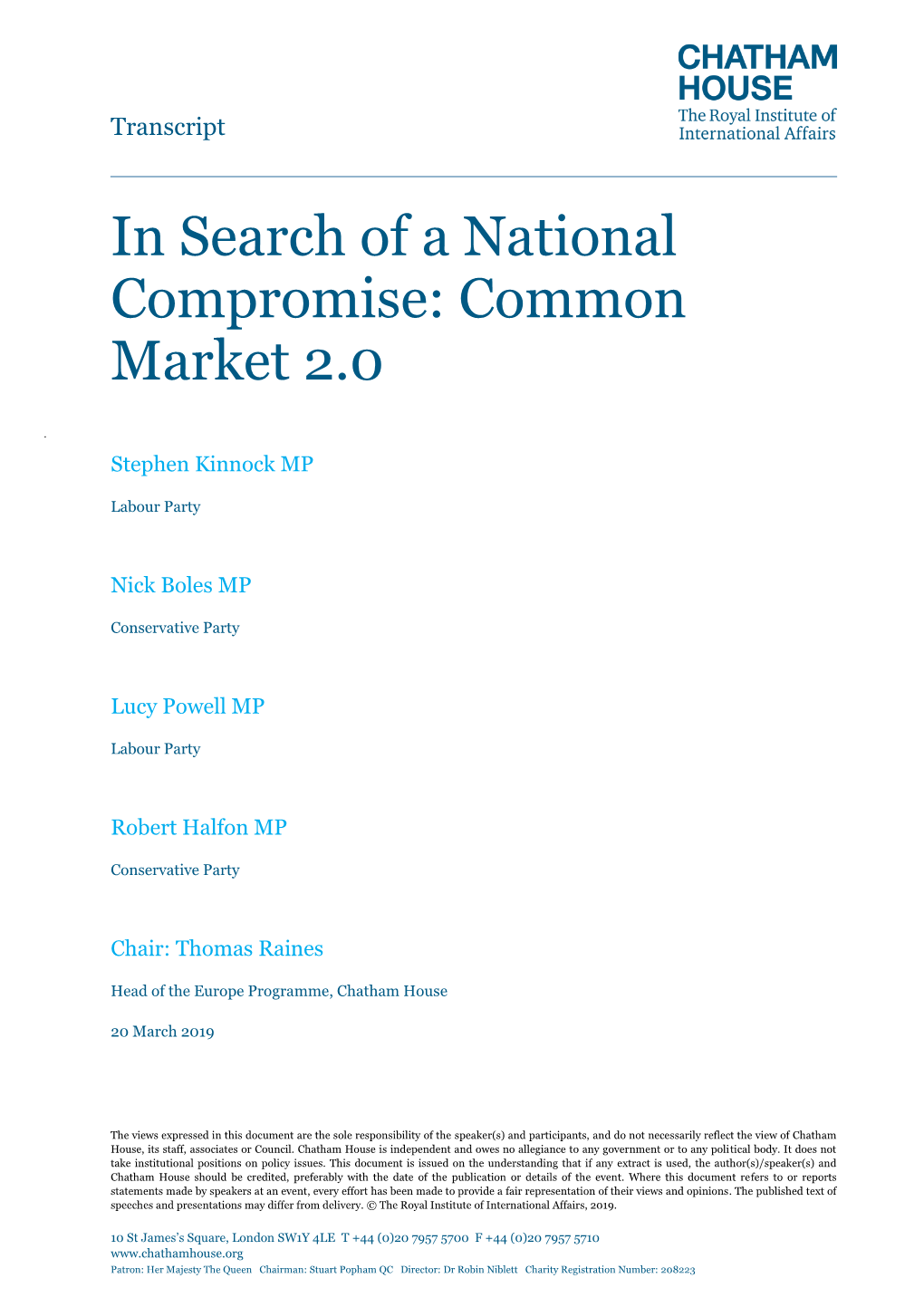 In Search of a National Compromise: Common Market 2.0