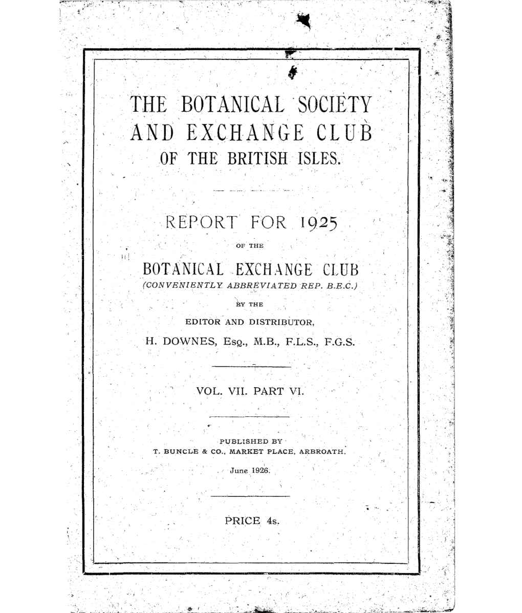 Botanical Exchange Club Report for 1925, Vol. 7 Pt. 6