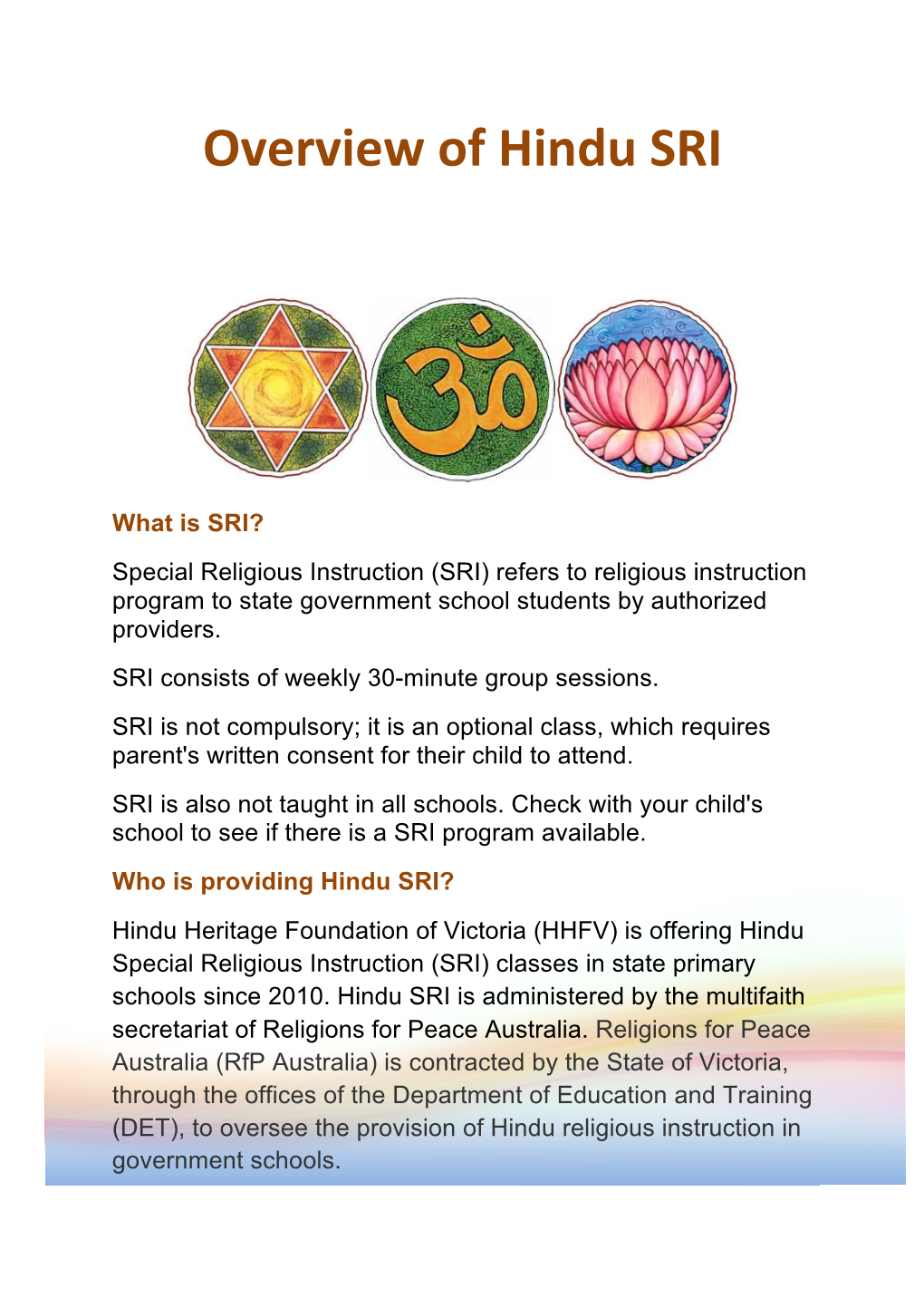Hindu SRI Overview