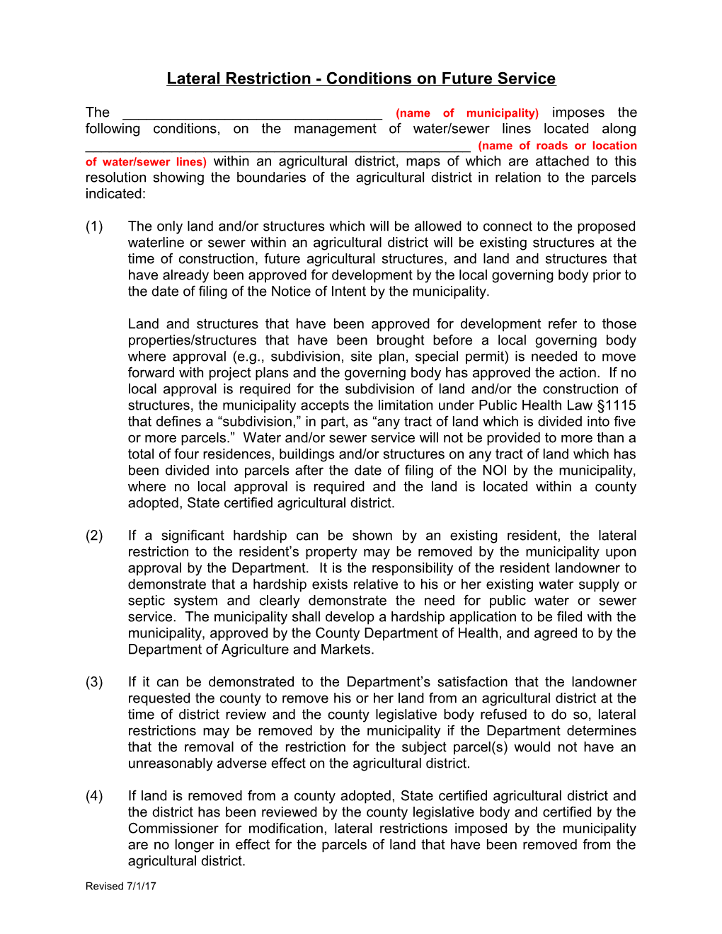 Guideline Conditions on Future Service