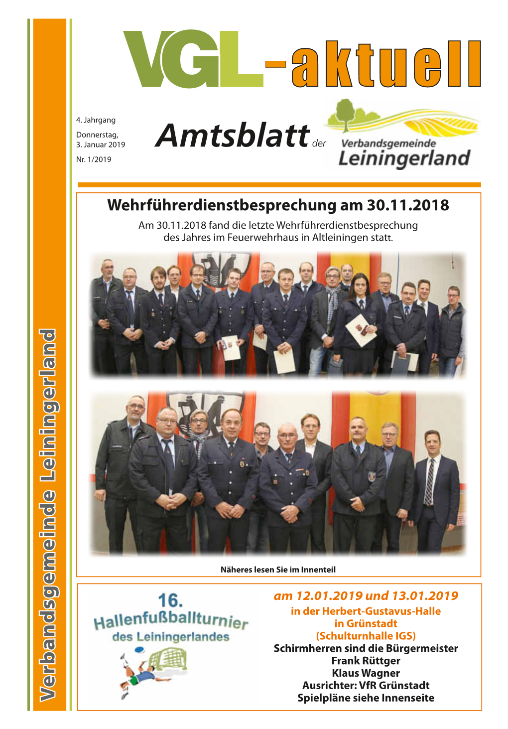 Verbandsgemeinde Leiningerland Verbandsgemeinde Spielpläne Siehe Innenseite Ausgabe 1/2019 - 2 - 3