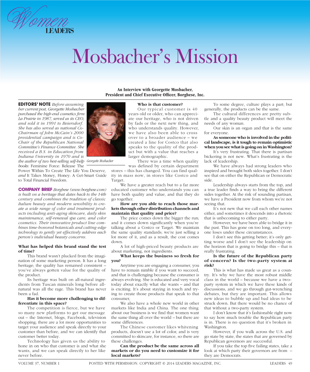 Mosbacher's Mission