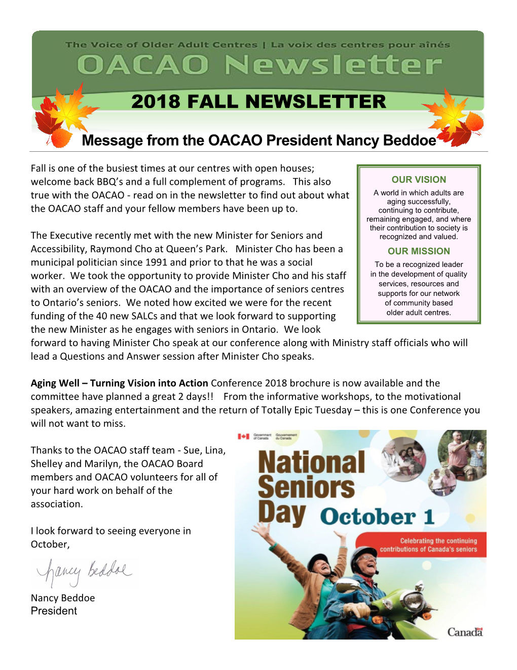 2018 Fall Newsletter