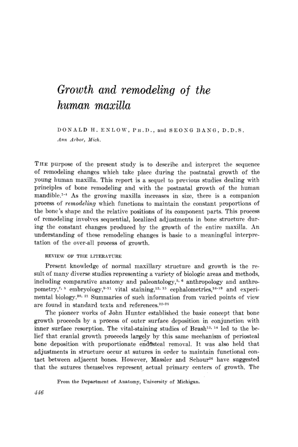 Growth and Remodeling of the Human Maxilla