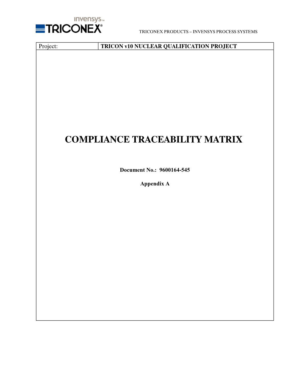 "Compliance Traceability Matrix"