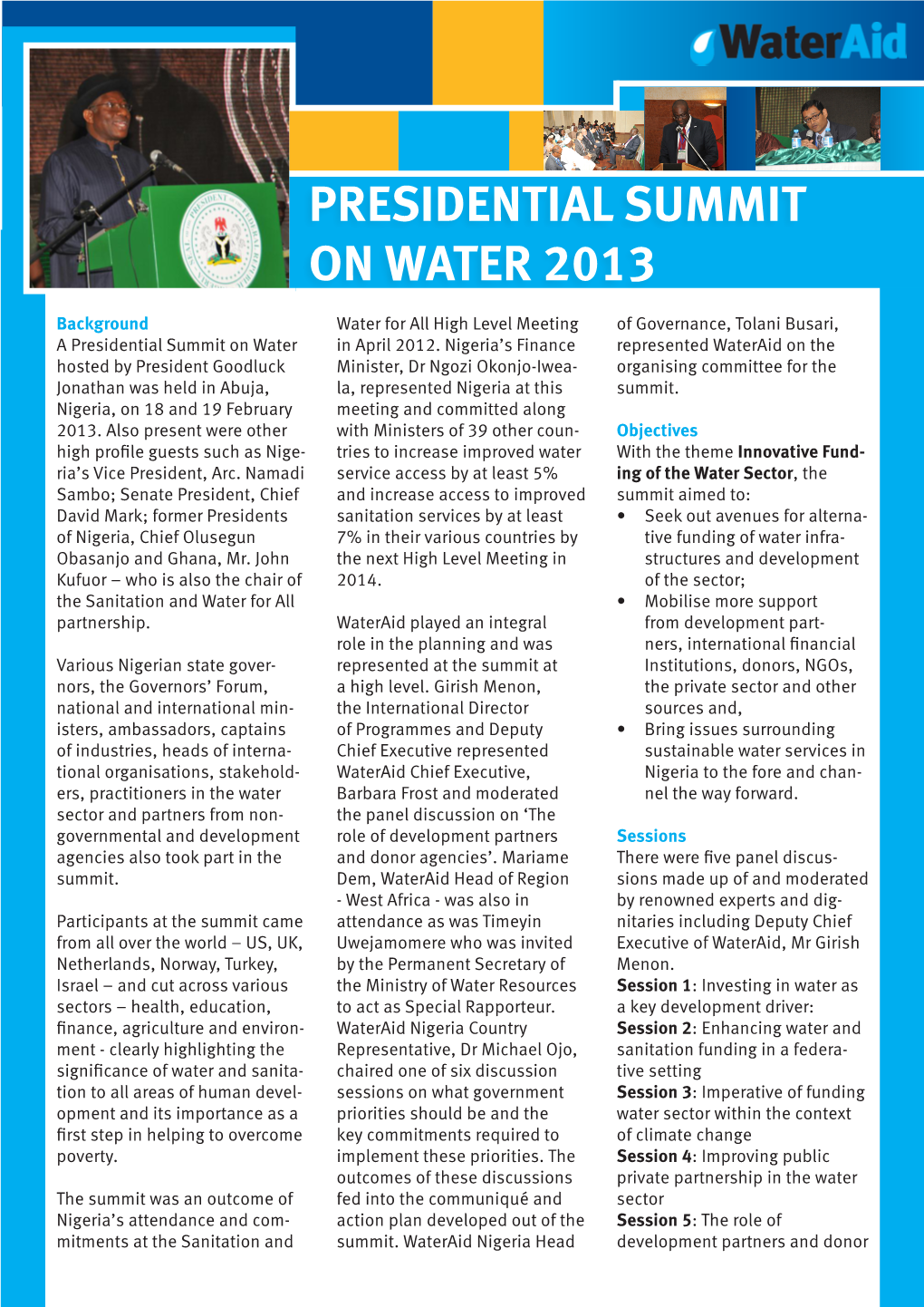 Presidential Summit on Water 2013