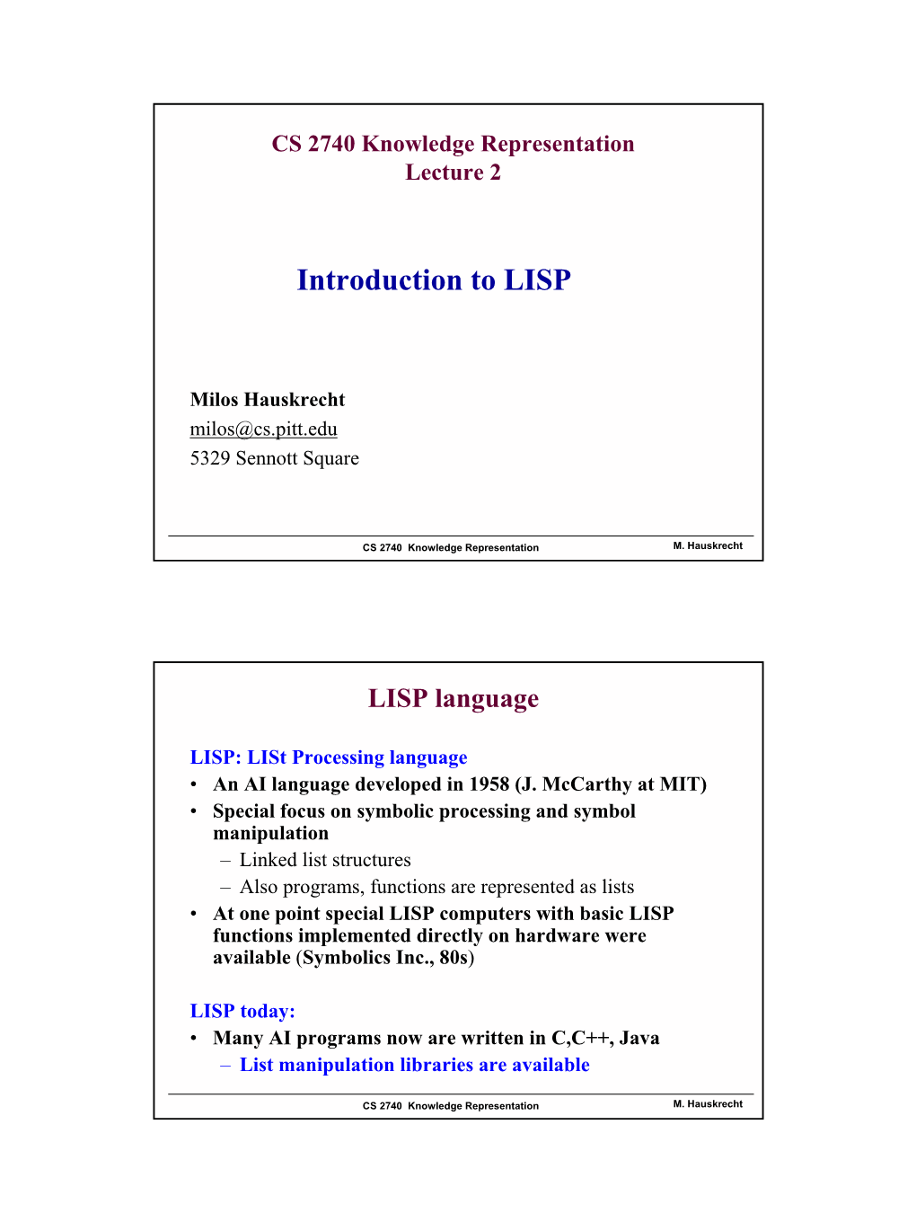 Introduction to LISP