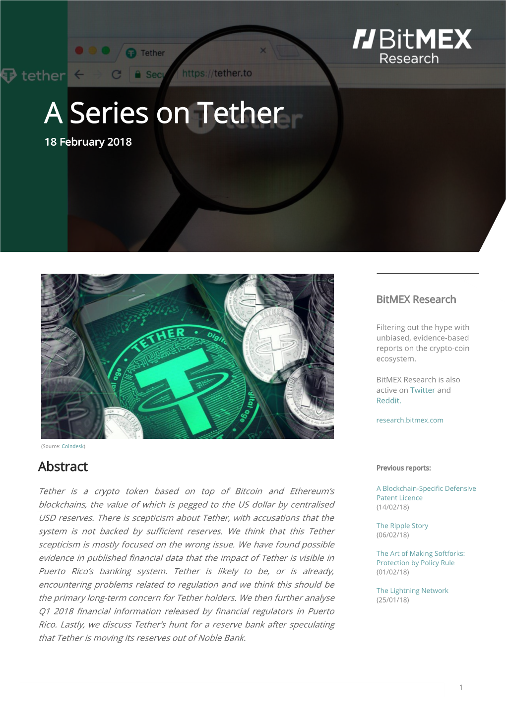 A Series on Tether 18 February 2018