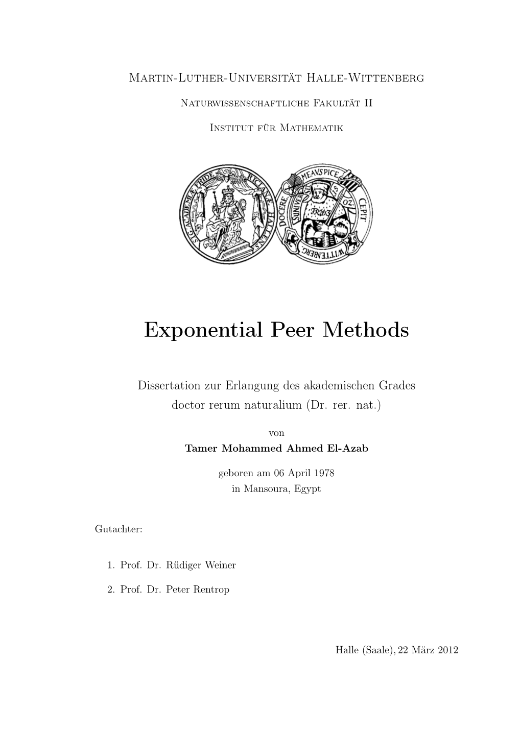Exponential Peer Methods [35Pt]