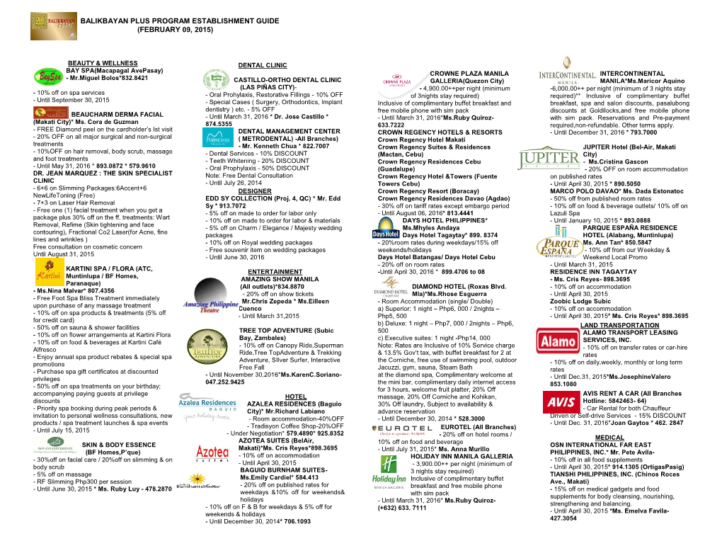 Balikbayan Plus Program Establishment Guide (February 09, 2015)