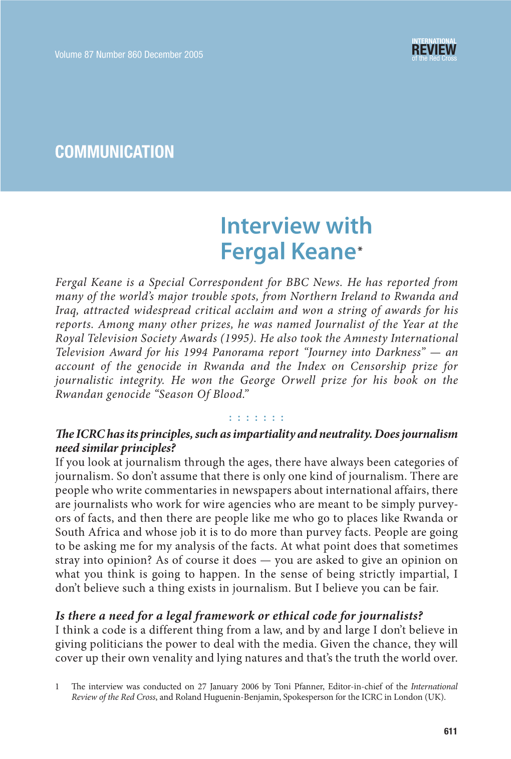 Interview with Fergal Keane *