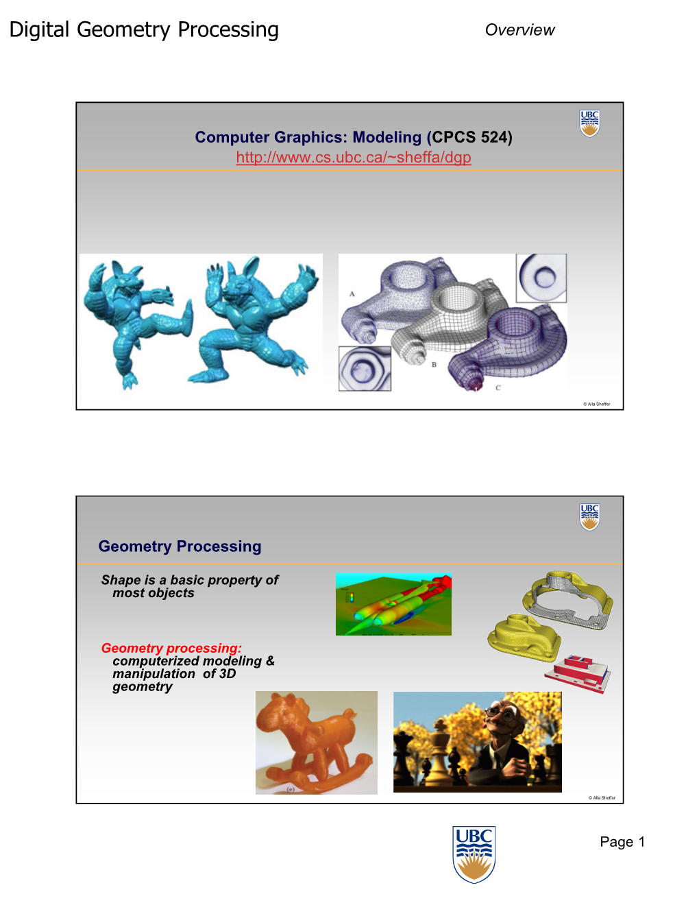 Digital Geometry Processing Computer Graphics: Modeling