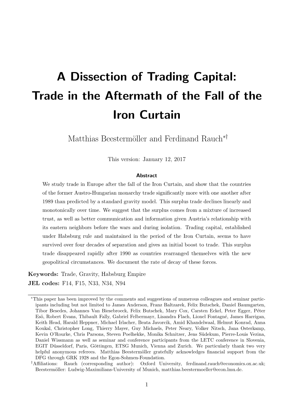 Trade in the Aftermath of the Fall of the Iron Curtain