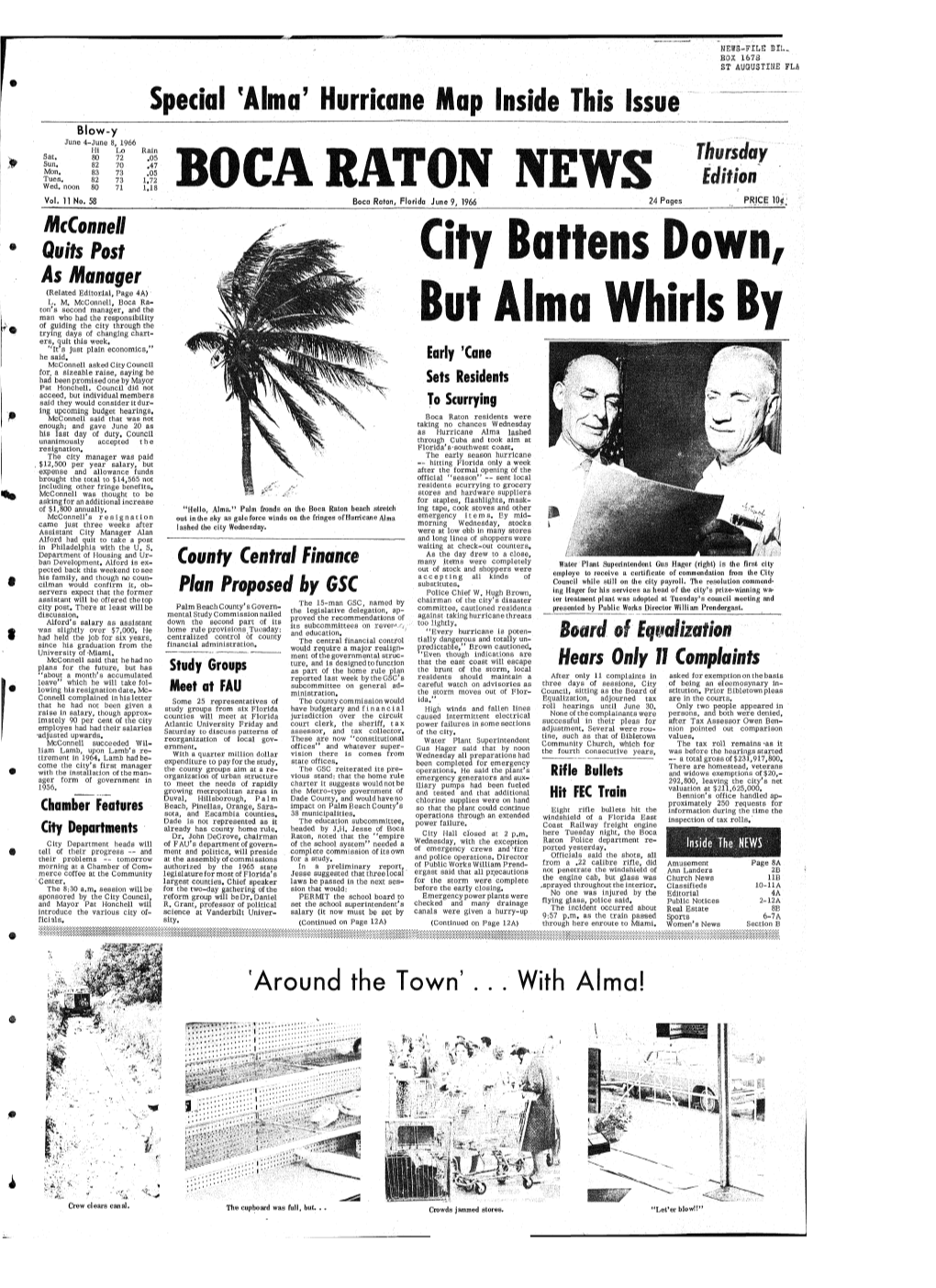 Special 'Alma' Hurricane Map Inside This Issue Blow-Y June 4-June 8, 1966 Hi Lo Rain Sat