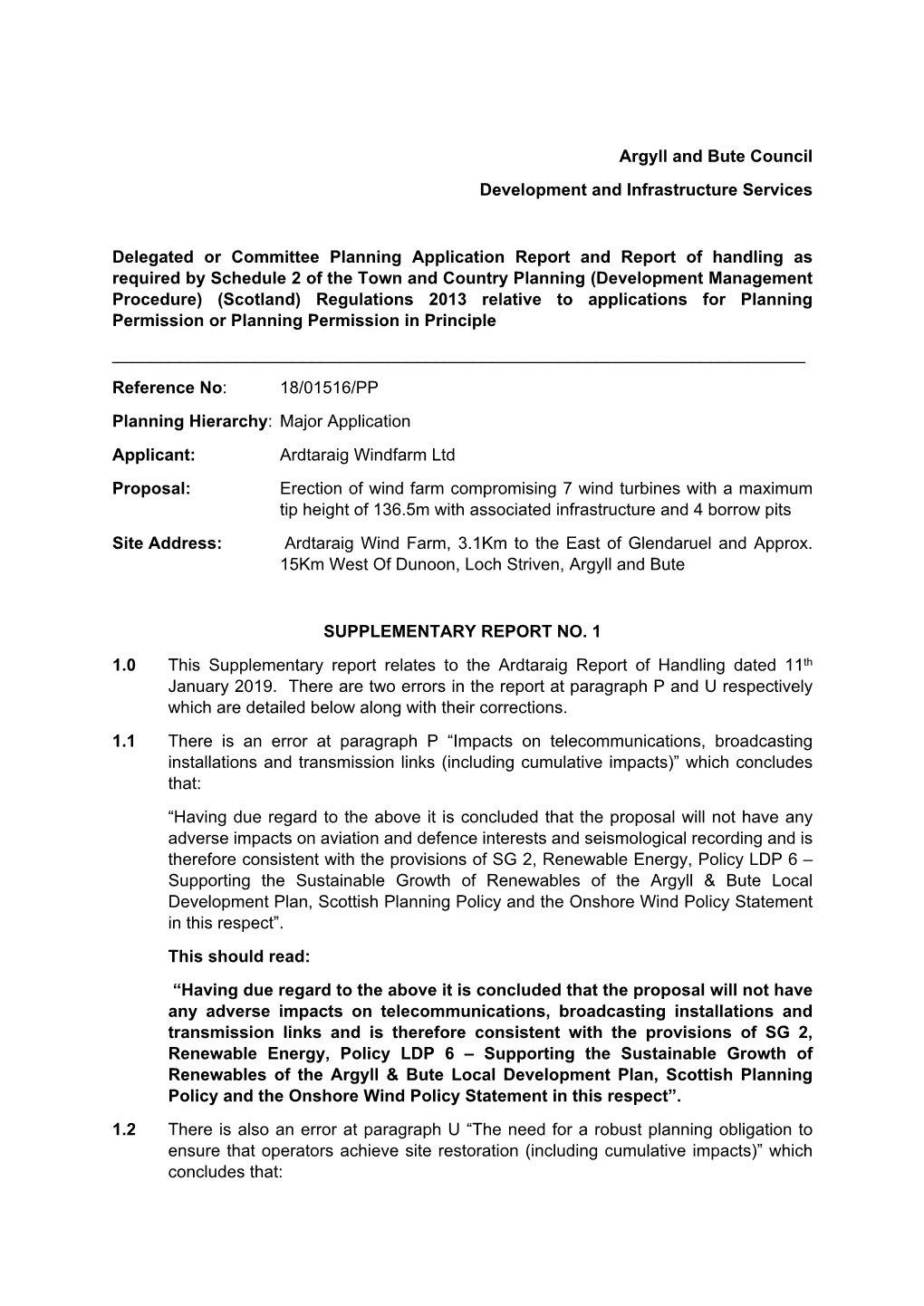 Argyll and Bute Council Development and Infrastructure Services