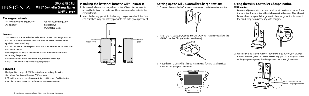 QUICK SETUP GUIDE Wii U™ Controller Charge Station NS