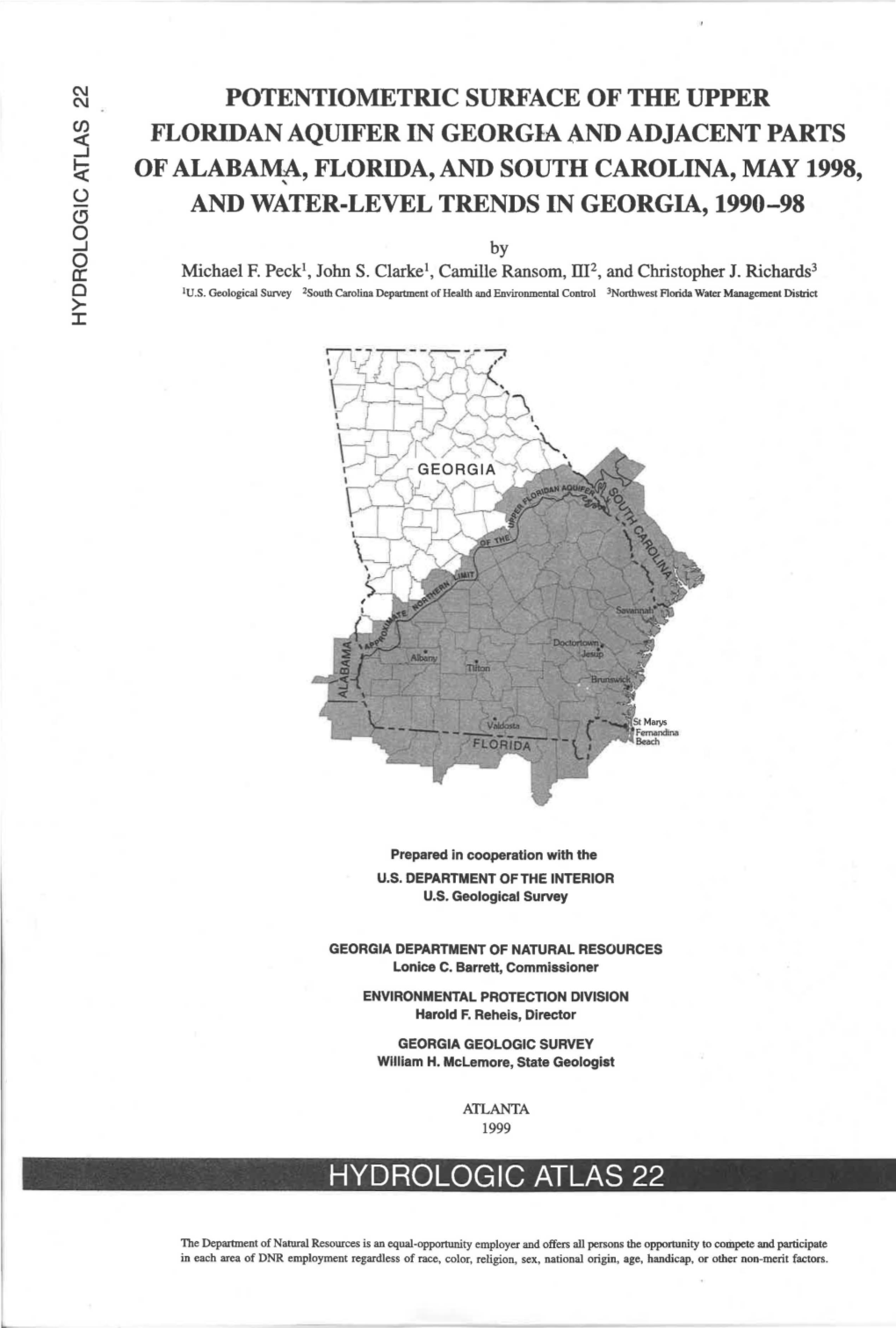 Potentiometric Surface of the Upper Floridan Aquifer in Georgia And