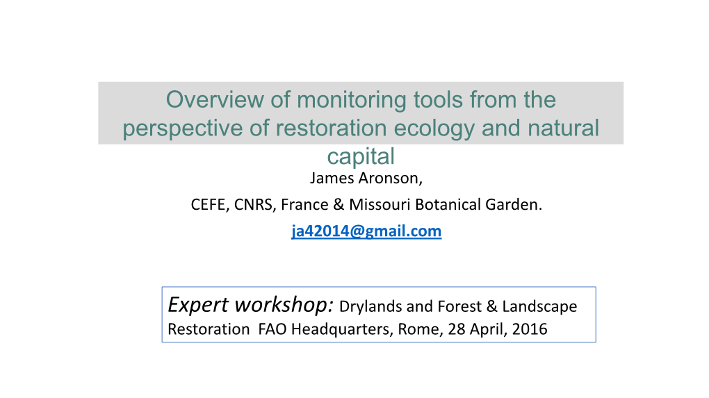 Restoration Ecology and Natural
