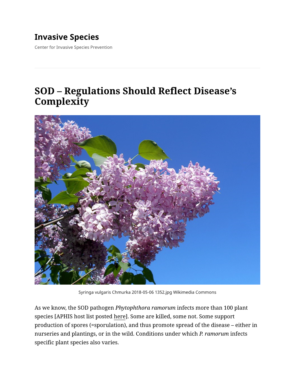 SOD – Regulations Should Reflect Disease's Complexity