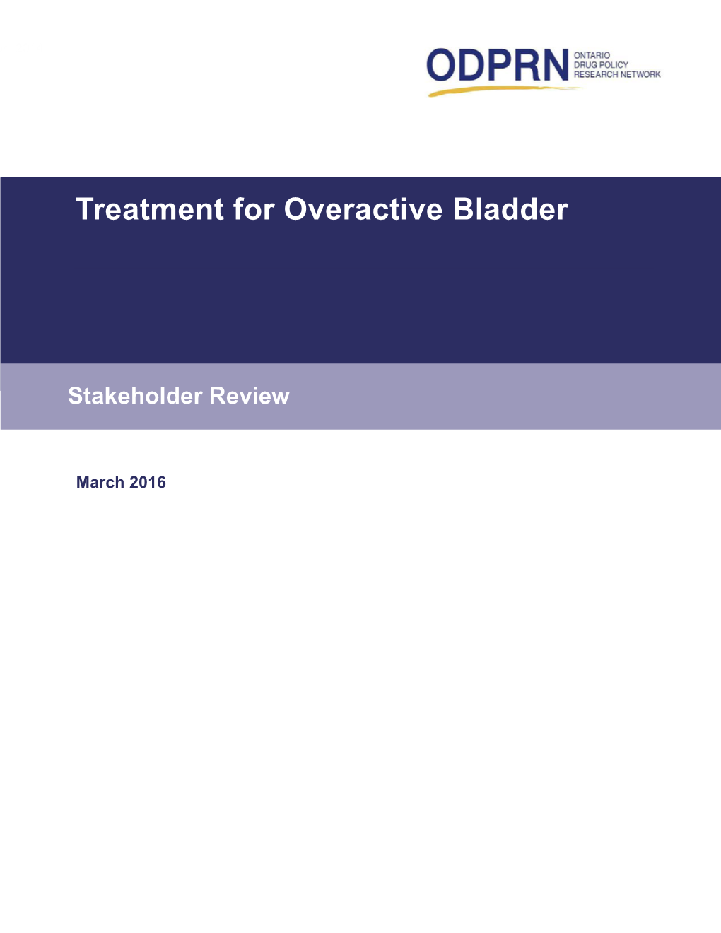 Treatment for Overactive Bladder