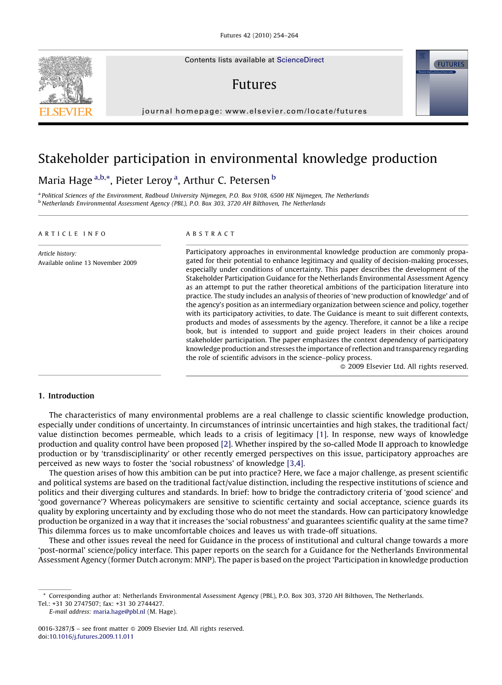 Stakeholder Participation in Environmental Knowledge Production