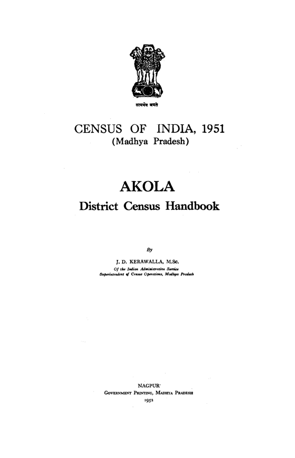 District Census Handbook, Akola