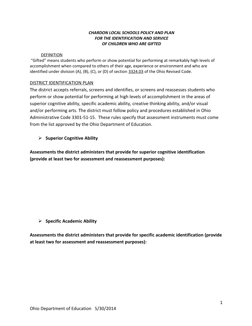 District Name Policy and Plan