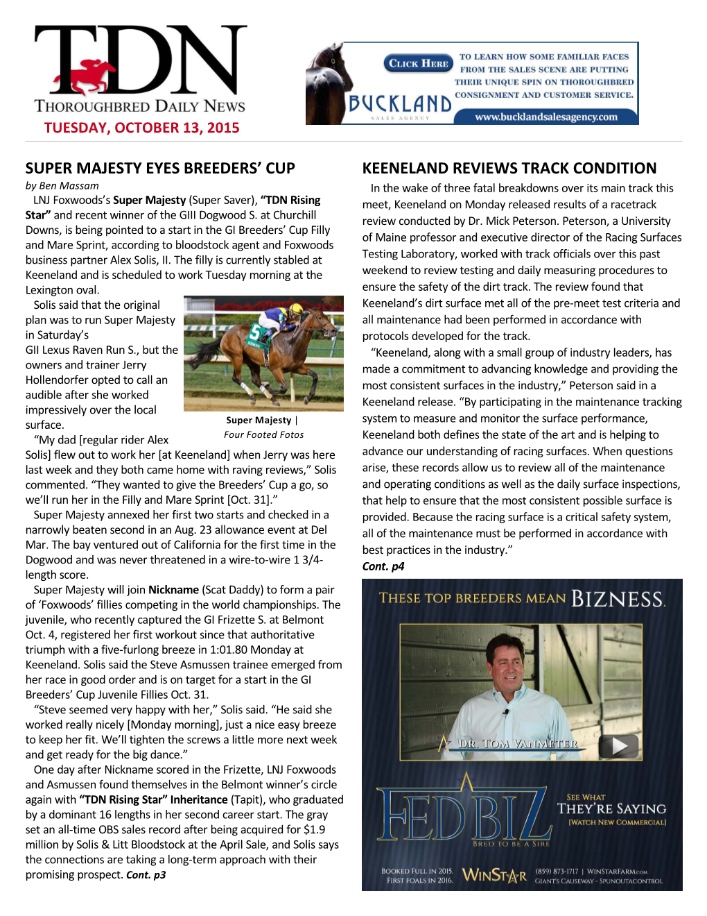 Super Majesty Eyes Breeders' Cup Keeneland