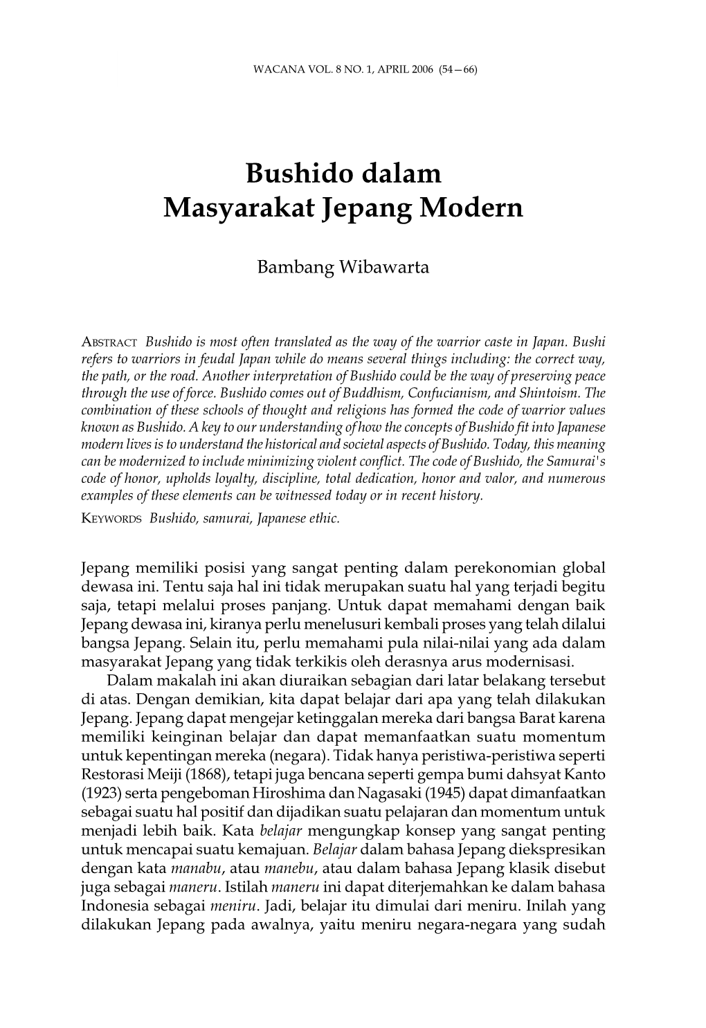 Bushido Dalam Masyarakat Jepang Modern