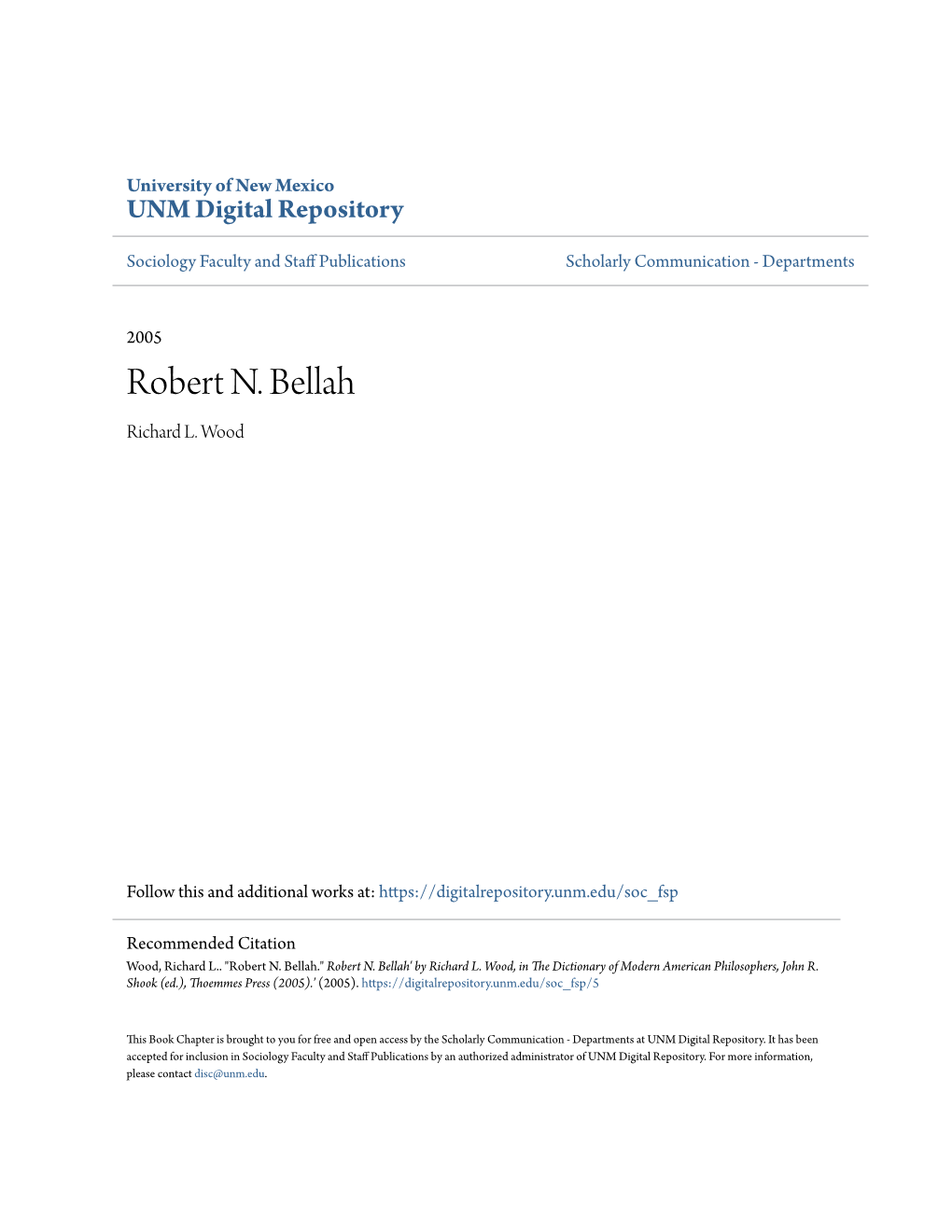 Robert N. Bellah Richard L