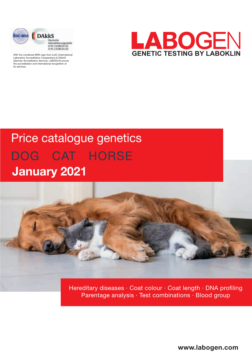 January 2021 Price Catalogue Genetics DOG CAT HORSE