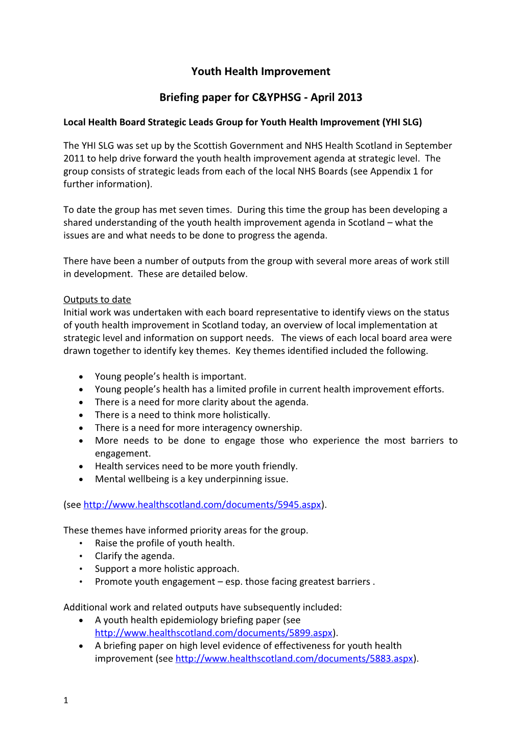 Youth Health Improvement