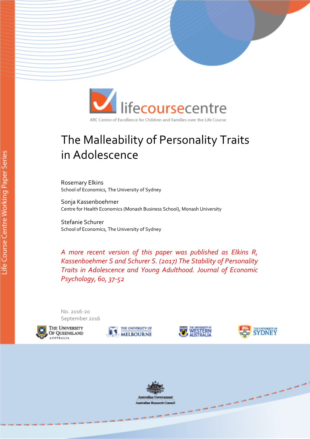 The Malleability of Personality Traits in Adolescence