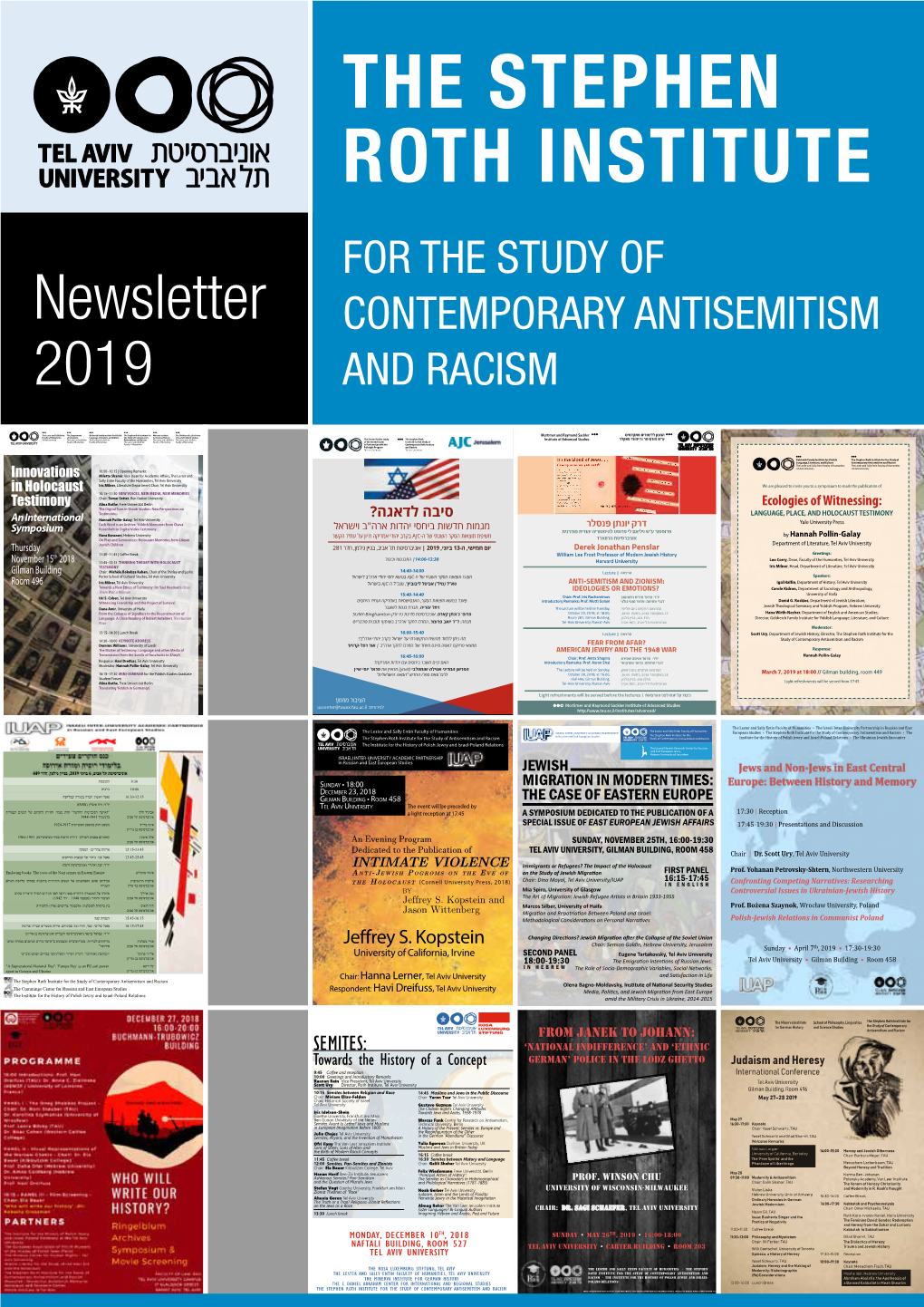 THE STEPHEN ROTH INSTITUTE for the STUDY of Newsletter CONTEMPORARY ANTISEMITISM 2019 and RACISM
