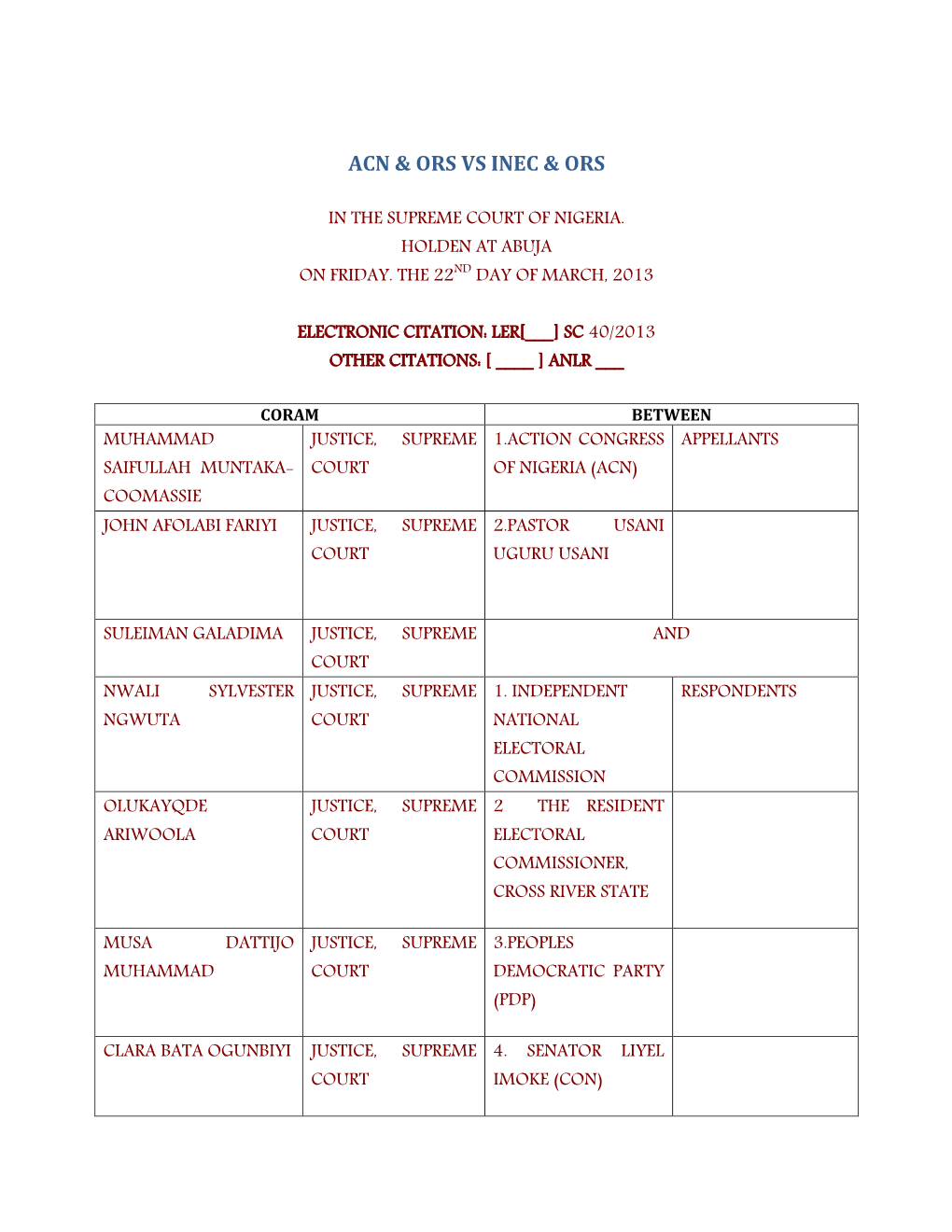 Acn & Ors Vs Inec &