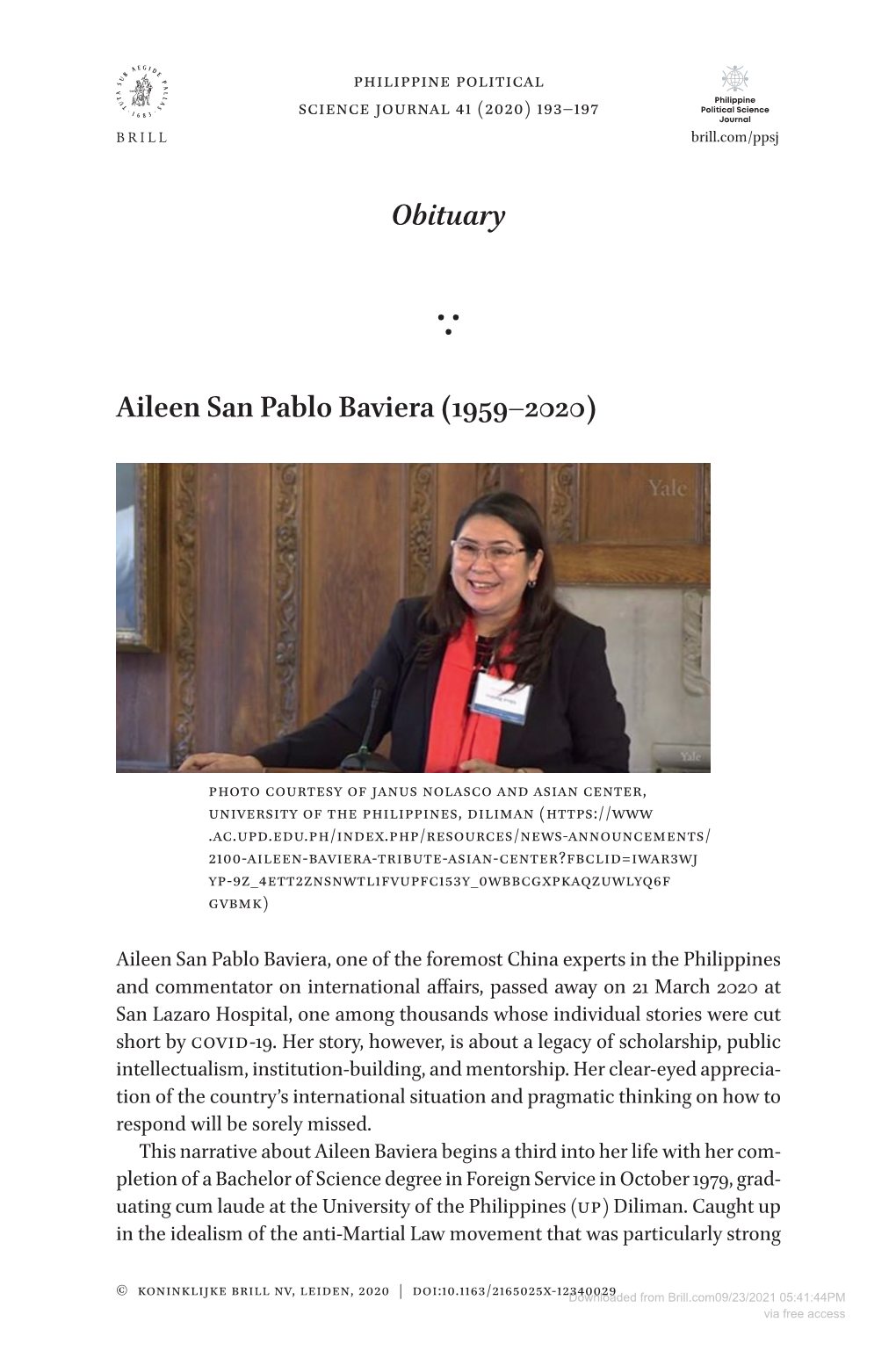 Obituary Aileen San Pablo Baviera