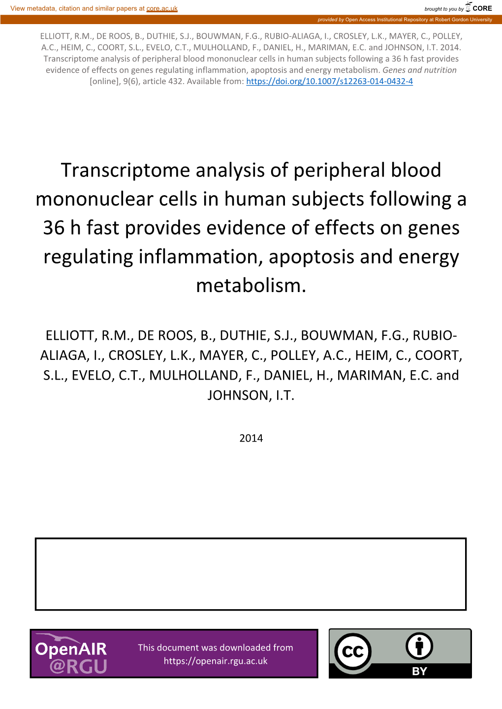 Transcriptome Analysis of Peripheral Blood Mononuclear Cells in Human