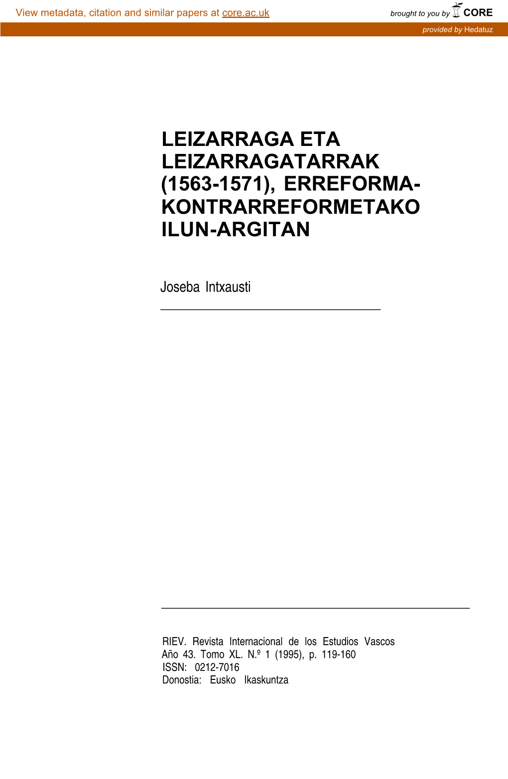 Leizarraga Eta Leizarragatarrak (1563-1571), Erreforma- Kontrarreformetako Ilun-Argitan