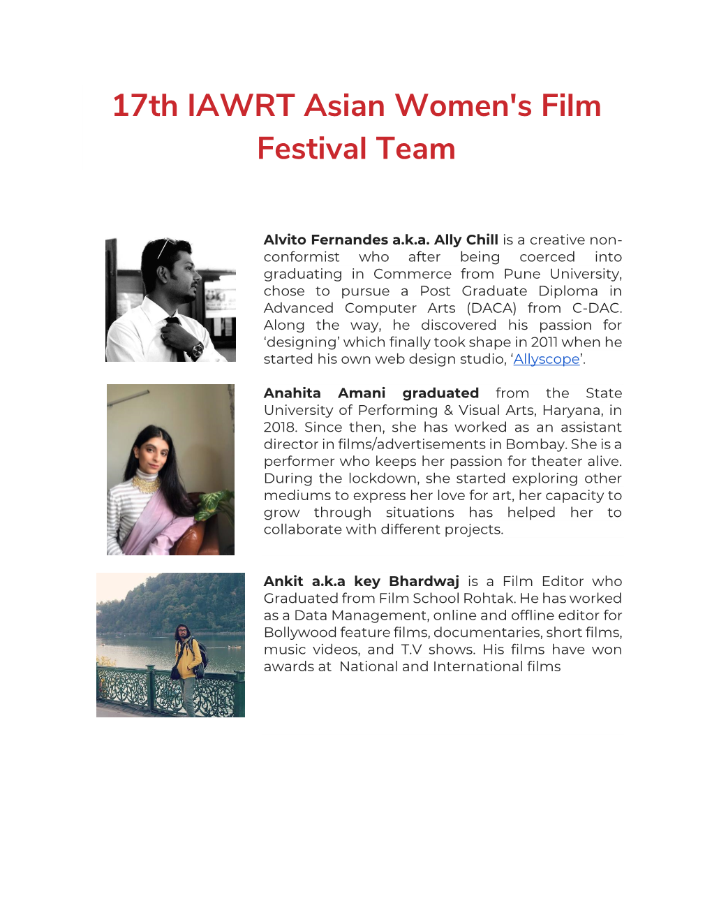 17Th IAWRT Asian Women's Film Festival Team