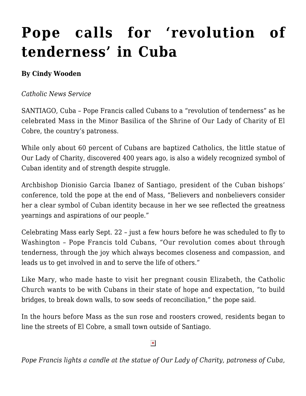 Pope Calls for 'Revolution of Tenderness' in Cuba