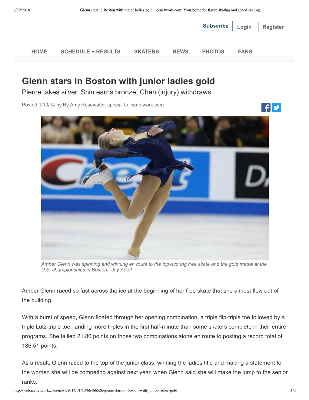 Glenn Stars in Boston with Junior Ladies Gold | Icenetwork.Com: Your Home for ﬁgure Skating and Speed Skating