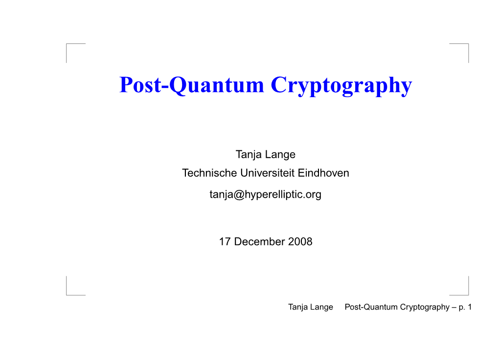 Post-Quantum Cryptography