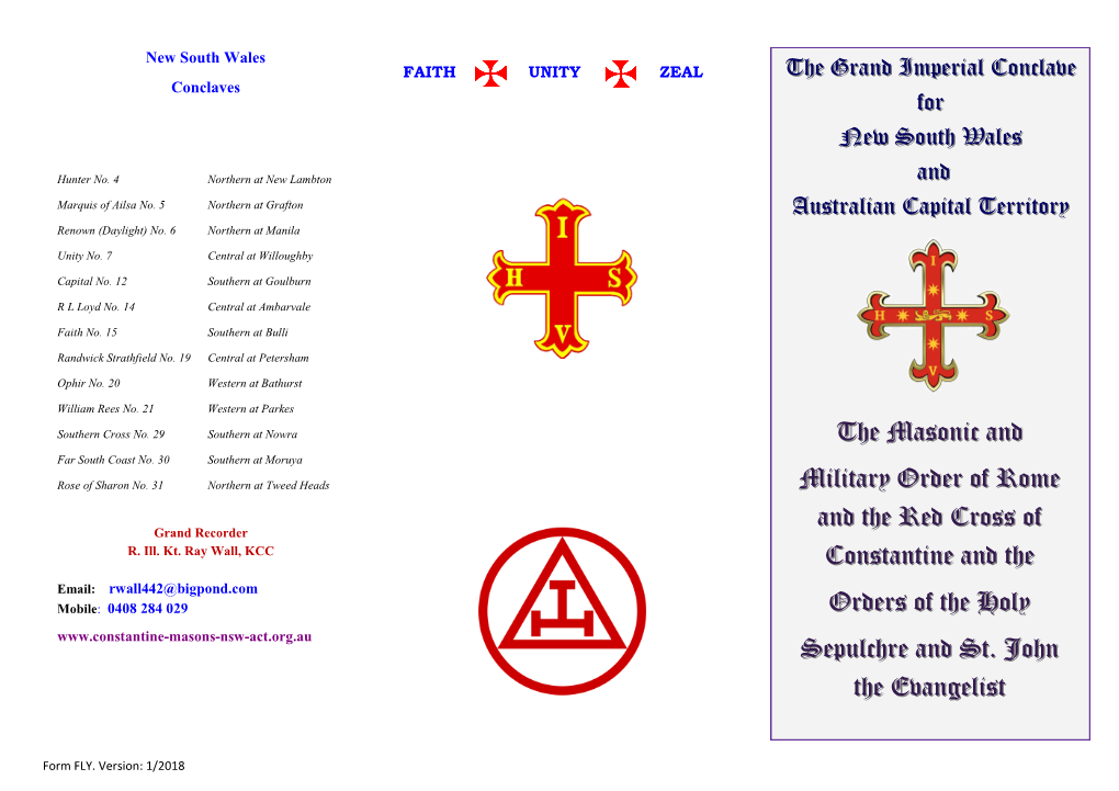 The Masonic and Military Order of Rome and the Red Cross Of