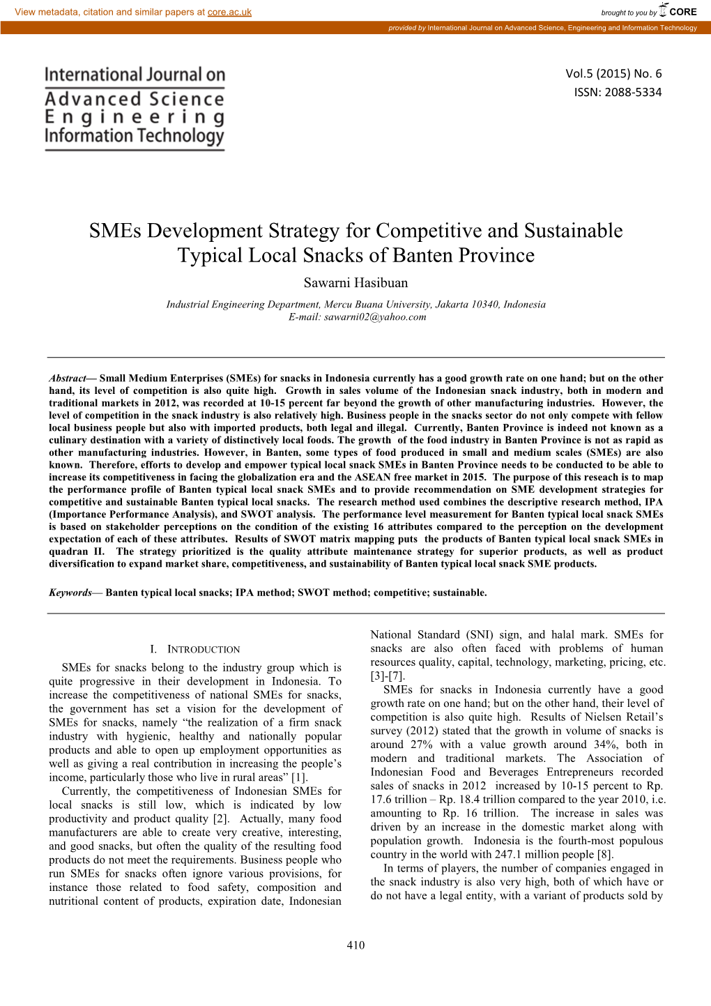 Smes Development Strategy for Competitive and Sustainable