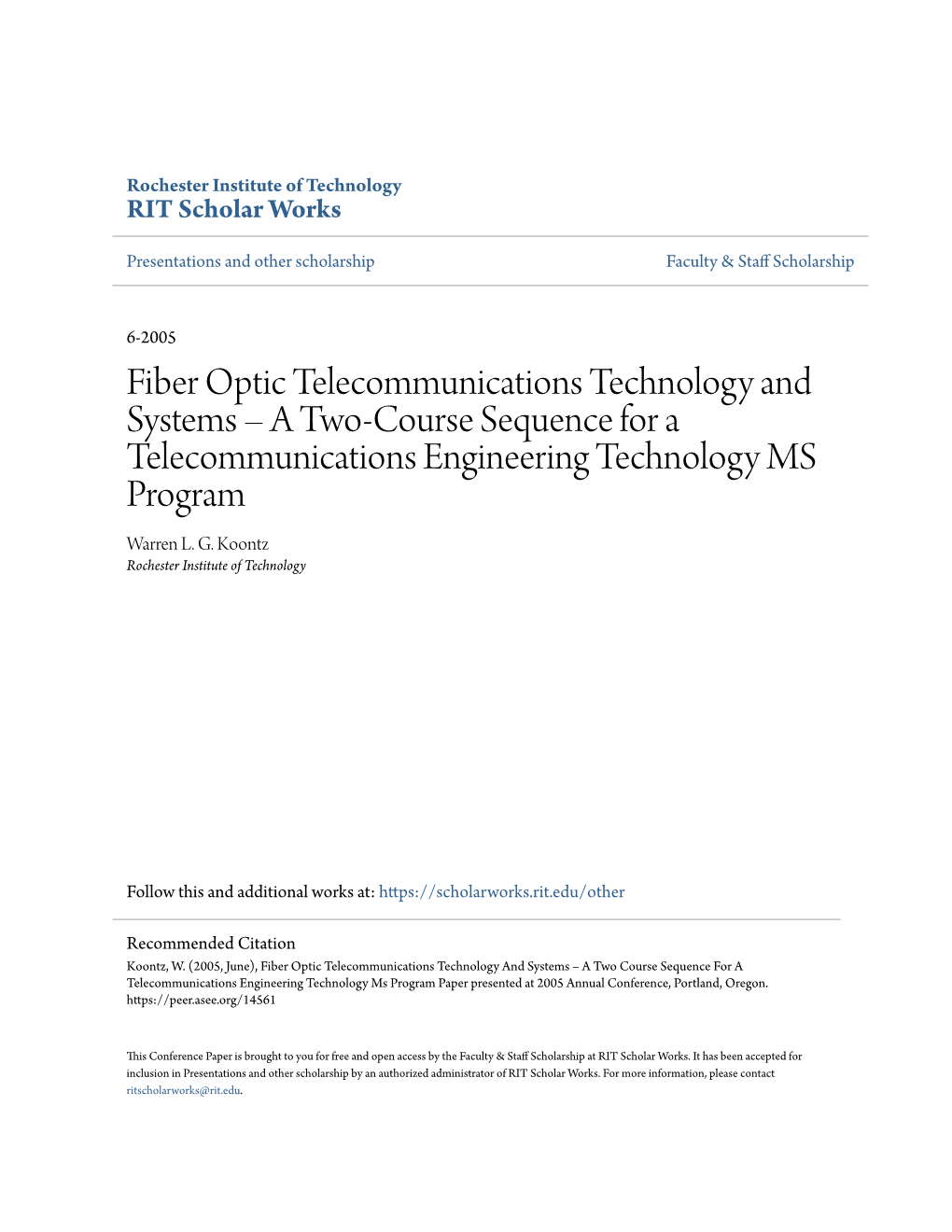 Fiber Optic Telecommunications Technology and Systems Â•Fi a Two