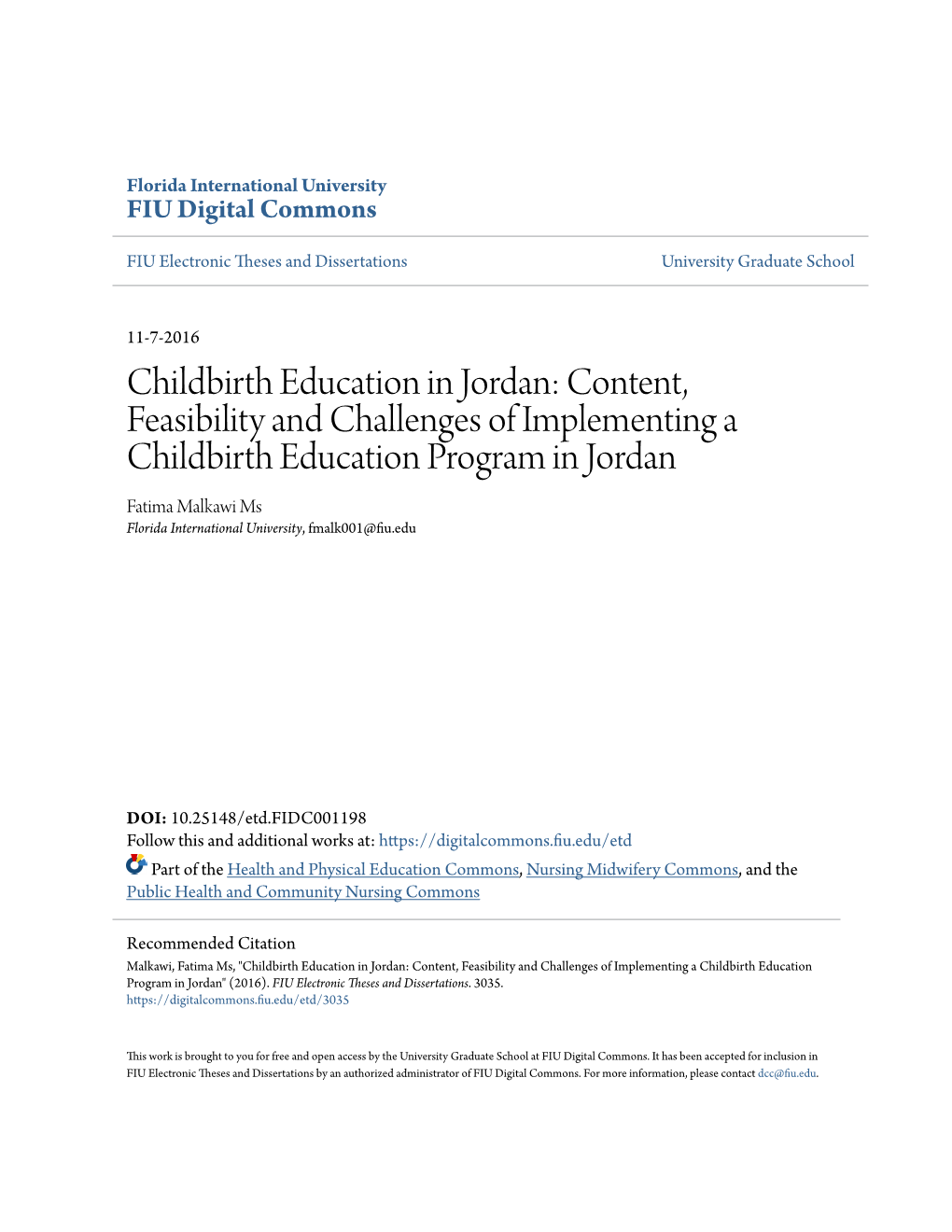 Childbirth Education in Jordan