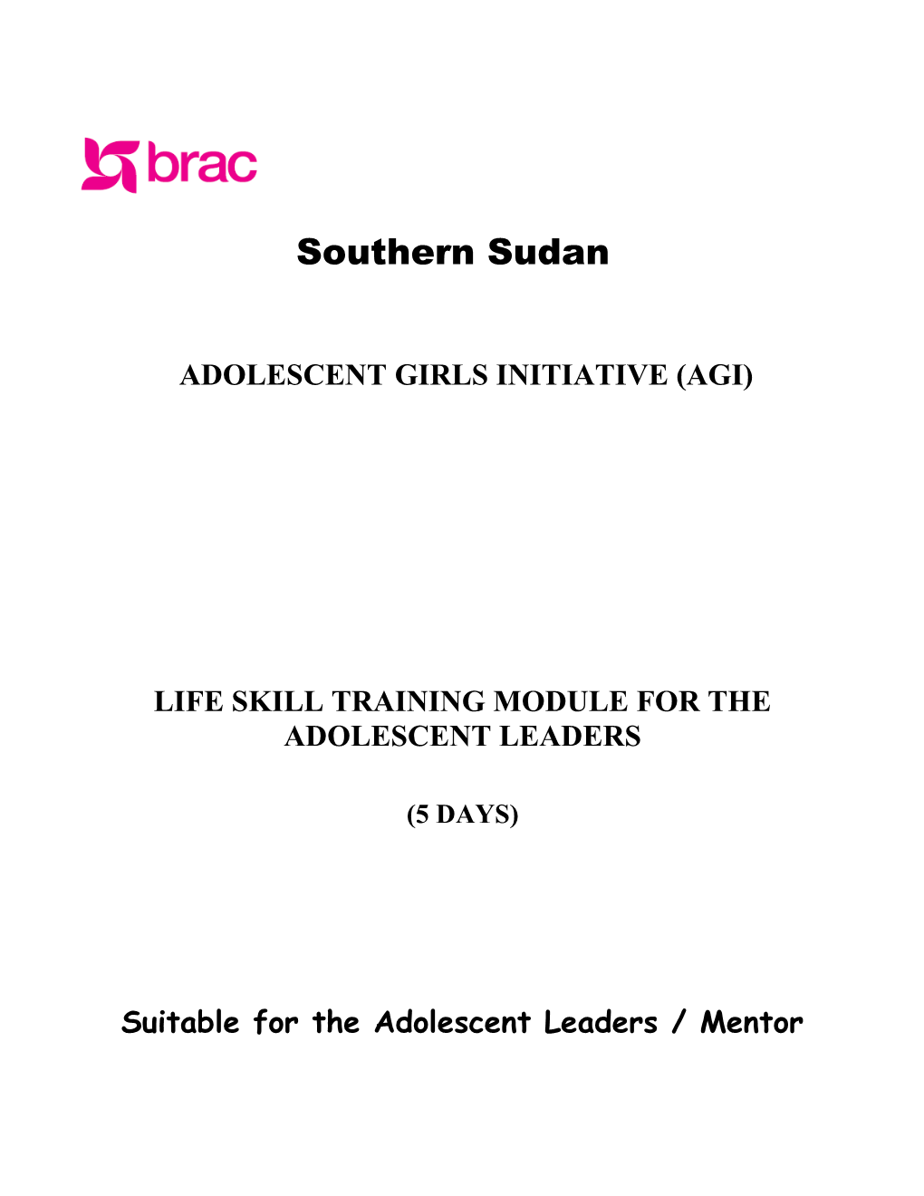 Life Skill Training Module for the Adolescent Leaders
