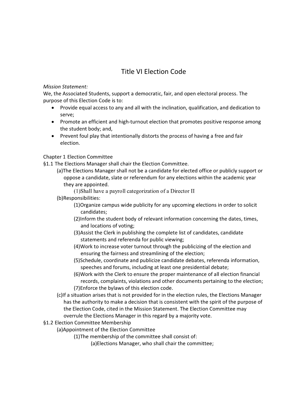 ASUCSD Elections Code