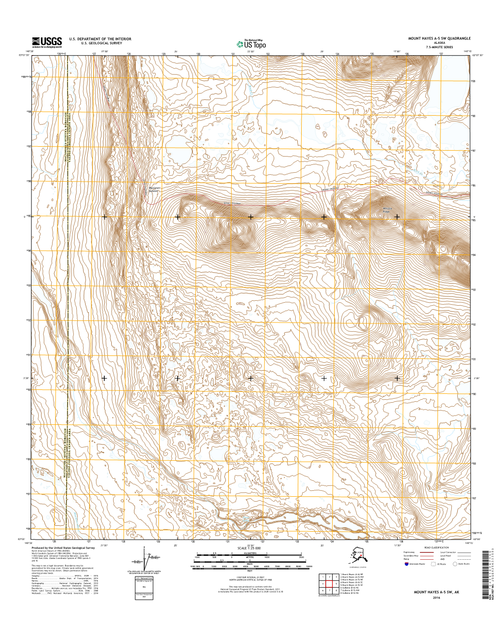 USGS 7.5-Minute Image Map for Mount Hayes A-5 SW, Alaska