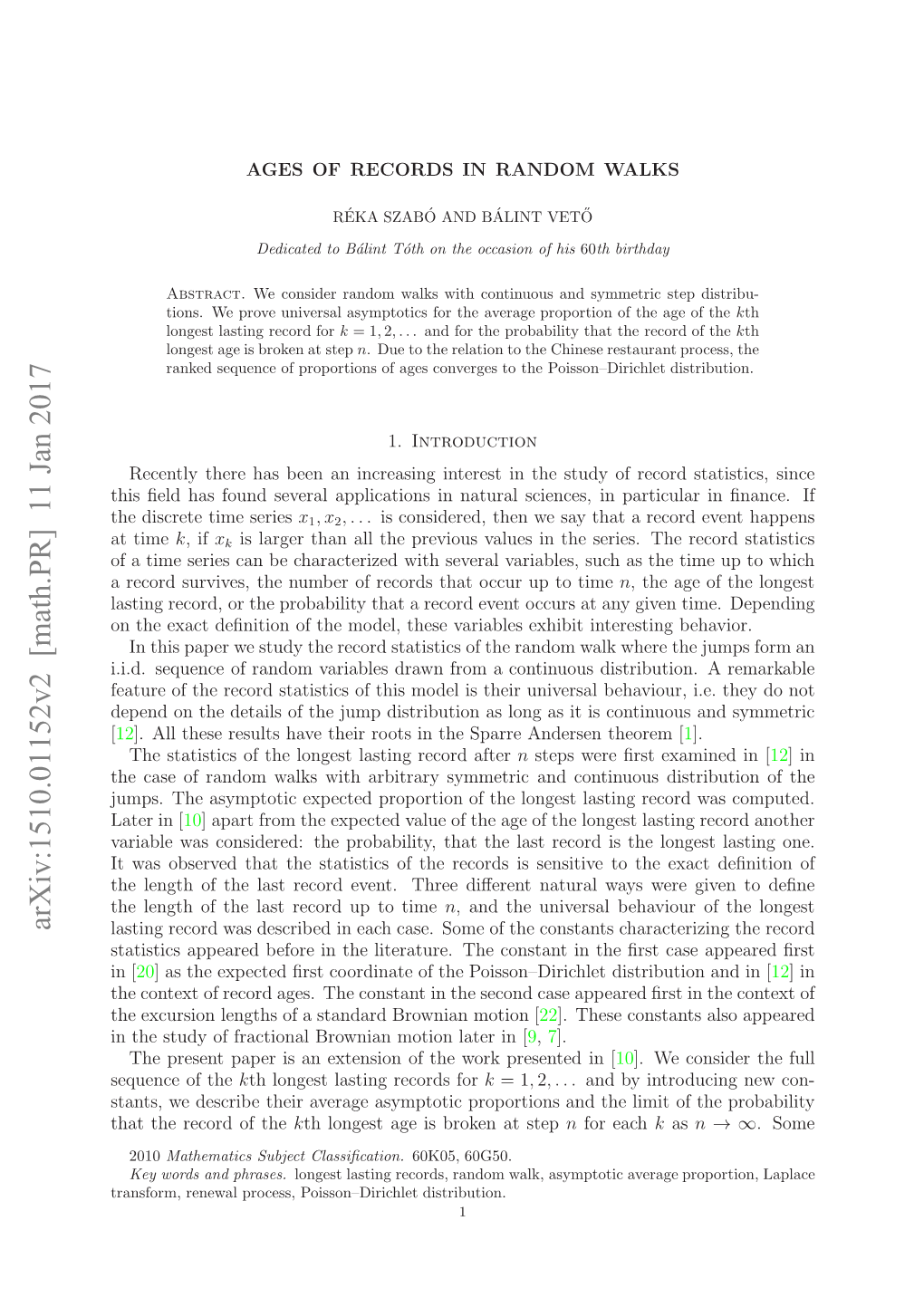 Ages of Records in Random Walks